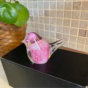 Vintage art glass bird paper weight pink beautiful cottage core